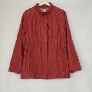 J.Jill Women‎ Lightweight Anorak Rain Coat Jacket Coral Size L Hoodie Minimalist